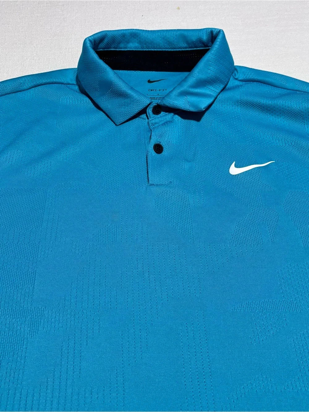 Men’s Nike Dri-FIT Tour Jacquard Golf Polo | Aqua Blue | Size Large | DR5303